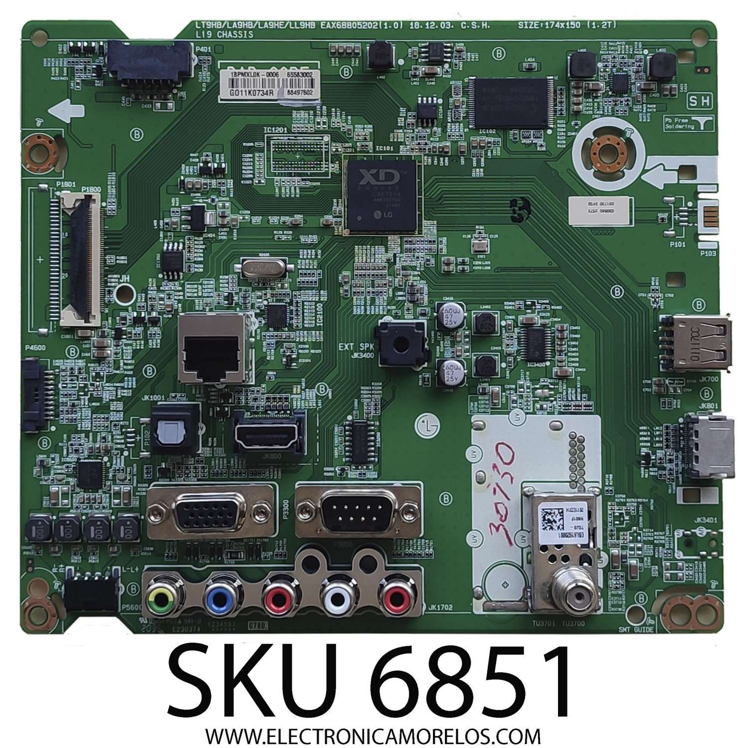 MAIN PARA TV LG / NUMERO DE PARTE EBU65583002 / 88497602 / EAX68805202 / EAX68805202(1.0) / 65583002 / MODELO 43LT340CUB. AUSFLJM